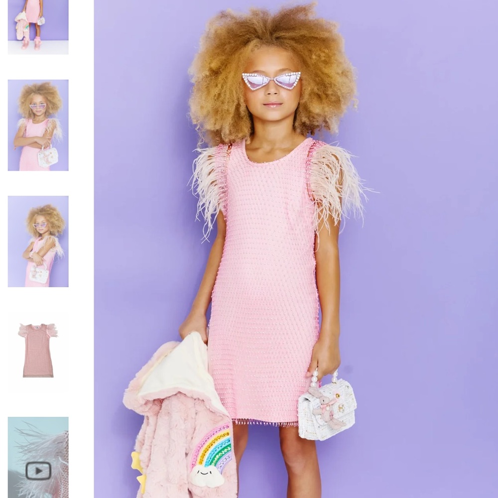 Lola & The Boys Pink Crystal Feather Dress